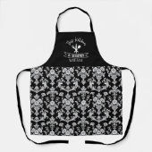 Viktorianisches Schwarz-Weiß-Damaskusmuster Schürze (Vorderseite)