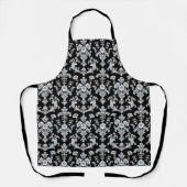 Viktorianisches Schwarz-Weiß-Damaskusmuster Schürze (Vorderseite)