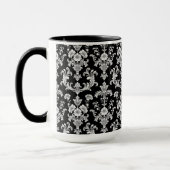 Viktorianisches Schwarz-Weiß-Damaskusmuster Tasse (Links)