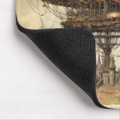 Viktorianisches Sci-Fi-Luftschiff über antiker Sta Mousepad (Ecke)