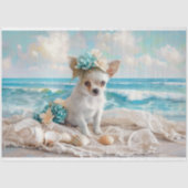 Viktorianisches Seaside Chihuahua Puppy Beach Deco Seidenpapier (Vorderseite)