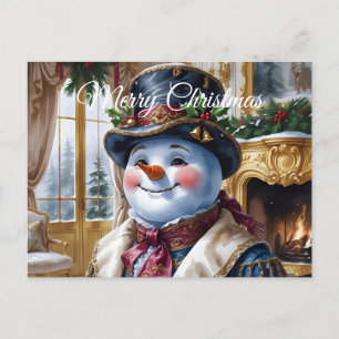 Viktorianisches Snowman Weihnachtsdesign Feiertagspostkarte