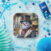 Viktorianisches Snowman Weihnachtsdesign Pappteller (Party)