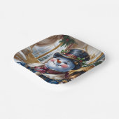 Viktorianisches Snowman Weihnachtsdesign Pappteller (Gewinkelt)