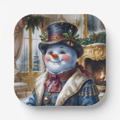 Viktorianisches Snowman Weihnachtsdesign Pappteller (Vorderseite)