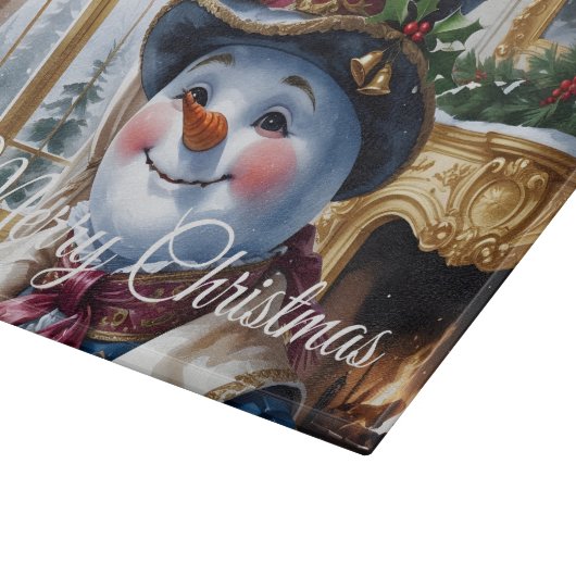 Viktorianisches Snowman Weihnachtsdesign Schneidebrett (Ecke)