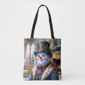 Viktorianisches Snowman Weihnachtsdesign Tasche (Vorderseite)