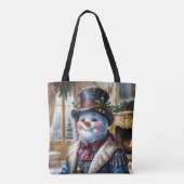 Viktorianisches Snowman Weihnachtsdesign Tasche (Rückseite)