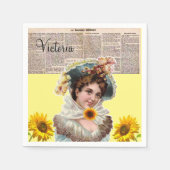 Viktorianisches Sonnenblumenpapier Napkins Serviette (Vorderseite)
