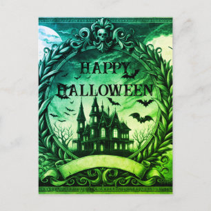 Viktorianisches Spuk Haus Gothic Happy Halloween Feiertagspostkarte