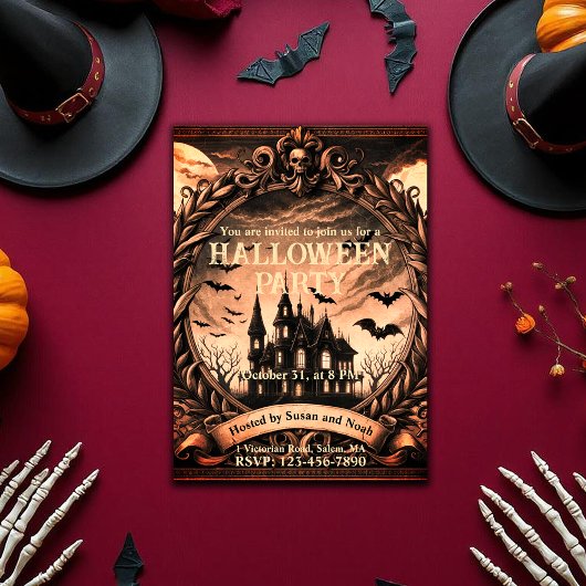 Viktorianisches Spuk Haus Gotisches Halloween-Part Einladung