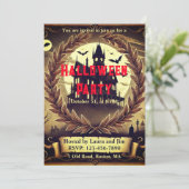 Viktorianisches Spuk Haus Vintages Halloween-Party Einladung (Stehend Vorderseite)
