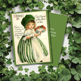 Viktorianisches St. Patrick's Day Girl Custom Vint Feiertagskarte