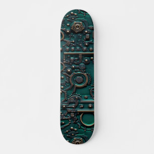 Viktorianisches Steampunk-Getriebe Smaragdgrün Skateboard