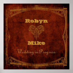 Viktorianisches Steampunk-Hochzeitssymbol Poster