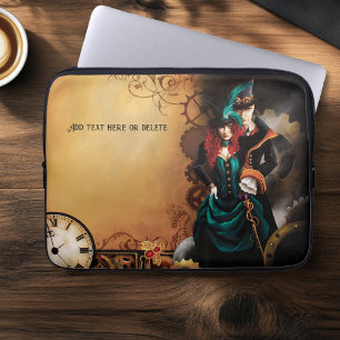 Viktorianisches Steampunk-Paar Eleganz Romantik Laptopschutzhülle