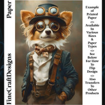 Viktorianisches Steampunk Papillon Dog CP8-Papier
