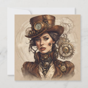 Viktorianisches Steampunk-Portrait einer Frau Einladung