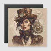 Viktorianisches Steampunk-Portrait einer Frau Magnetkarte (Vorne/Hinten)