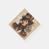 Viktorianisches Steampunk-Portrait einer Frau Serviette (Ecke)
