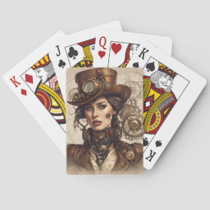 Viktorianisches Steampunk-Portrait einer Frau Spielkarten