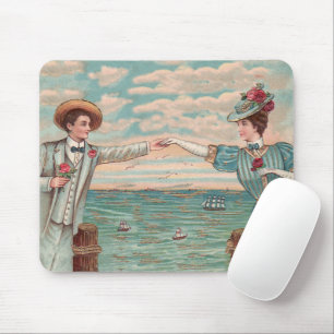 Viktorianisches Strandliebe-Hochzeitskleid Paar am Mousepad