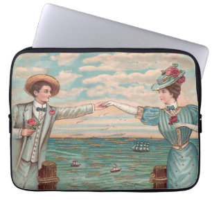 Viktorianisches Strandliebe-Kleid Hochzeits-Paar a Laptopschutzhülle
