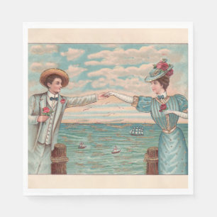 Viktorianisches Strandliebe-Kleid-Ozean-Hochzeitsp Serviette