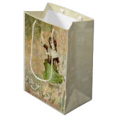 Viktorianisches TanzGirl Green Rote Rose Geschenkt Mittlere Geschenktüte (Vorderseite Schrägansicht)