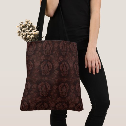 Viktorianisches Tapestyle-Vintag Damask-braunes Mu Tasche (Von Nahem)