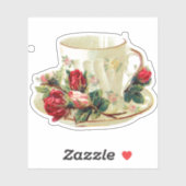 VIKTORIANISCHES TEACUP MIT ROSE CUSTOM CUT STICKER (Blatt)