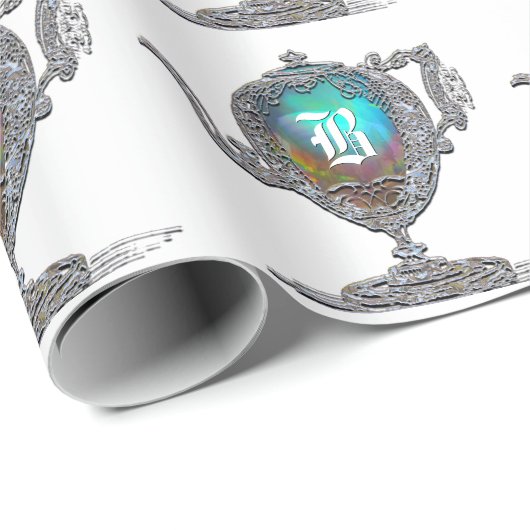 Viktorianisches Teapot-Monogramm Geschenkpapier (Rolleneckpunkt)
