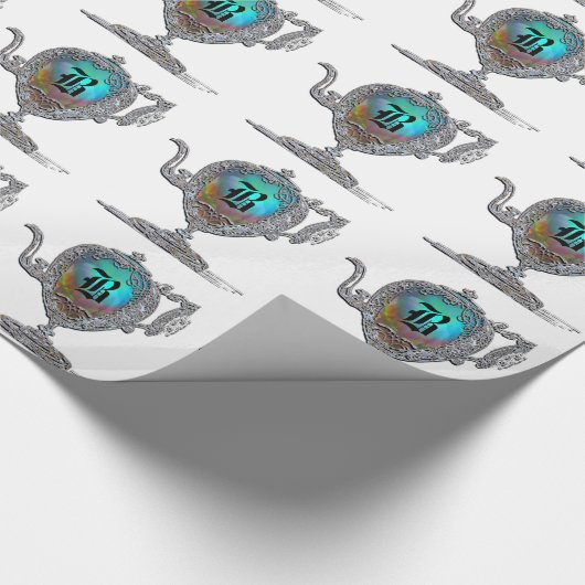 Viktorianisches Teapot-Monogramm Geschenkpapier (Ecke)
