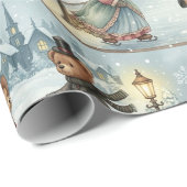 Viktorianisches Teddy Bär Ice Skaten Wrapping Pape Geschenkpapier (Rolleneckpunkt)