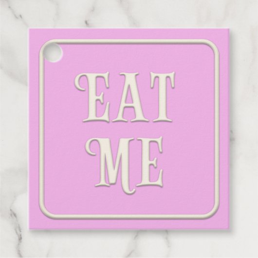 viktorianisches Tee-Party "Eat Me" Pink Square Cus Geschenkanhänger (Vorderseite)