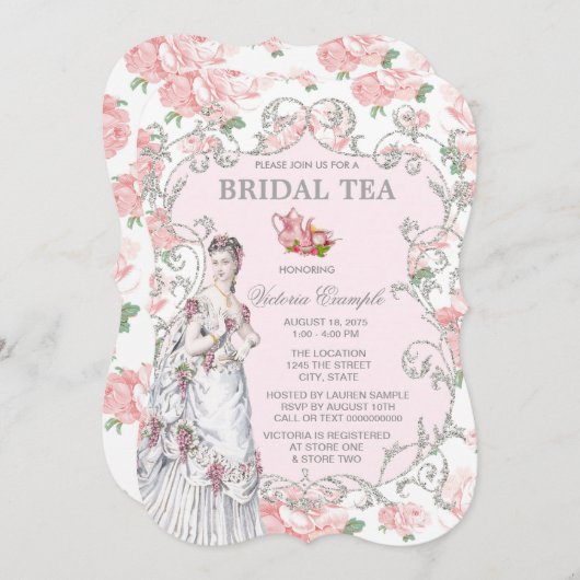 Viktorianisches Tee-Party Einladung (Vorne/Hinten)