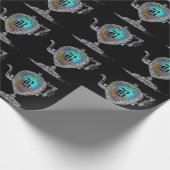 Viktorianisches Teekanne-Monogramm Geschenkpapier (Ecke)