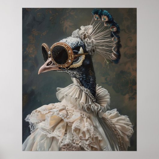 Viktorianisches Tierportrait, Dressed Lady Peacock Poster (Vorne)