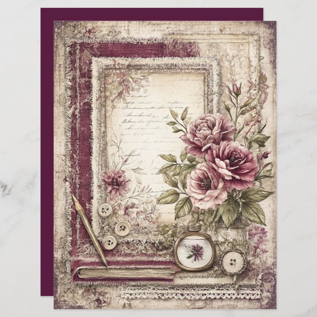 Viktorianisches und spitzes Scrapbook (Vorne/Hinten)