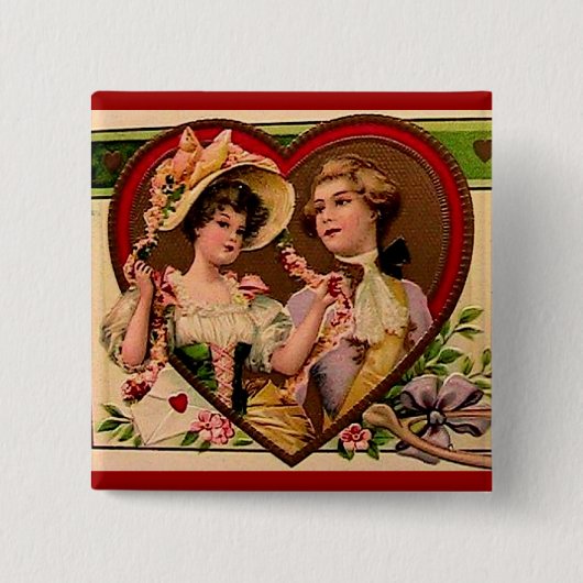 Viktorianisches Valentins-Paar Button (Vorderseite)