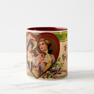 Viktorianisches Valentins-Paar Zweifarbige Tasse
