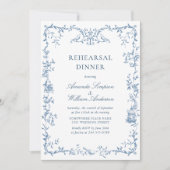 Viktorianisches Verziertes Blue Floral Probe Dinne Einladung (Vorderseite)