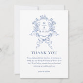 Viktorianisches Verziertes Blumendusty Blue Weddin Dankeskarte (Vorderseite)