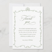 Viktorianisches Verziertes Blumenstuhl Grünes Hoch Dankeskarte (Vorderseite)