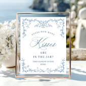 Viktorianisches Verziertes Dusty Blue Floral Braut Poster