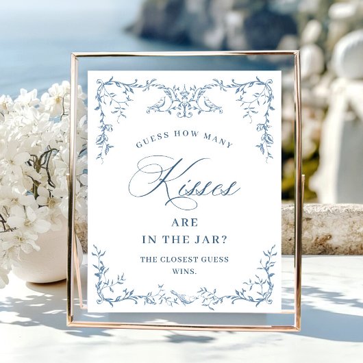 Viktorianisches Verziertes Dusty Blue Floral Braut Poster