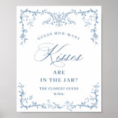 Viktorianisches Verziertes Dusty Blue Floral Braut Poster (Vorne)