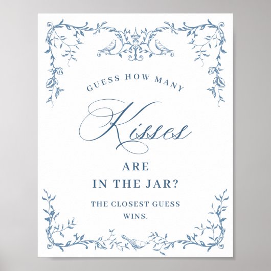 Viktorianisches Verziertes Dusty Blue Floral Braut Poster (Vorne)