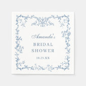 Viktorianisches Verziertes Dusty Blue Floral Braut Serviette (Vorderseite)