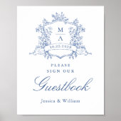 Viktorianisches Verziertes Dusty Blue Gästebuch Ho (Vorne)